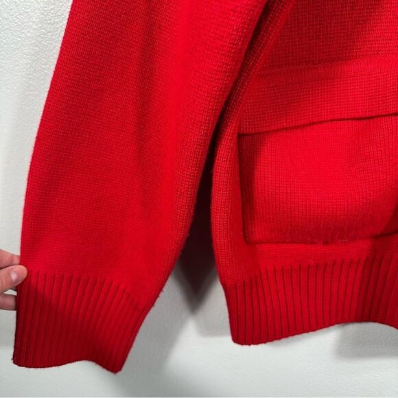 Anthropologie Red Crop Half-Zip Pullover Sweater Pockets Size XS Valentine's Day - Picture 13 of 16